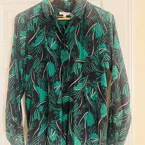 Equipment Green and Black Tropical Blouse